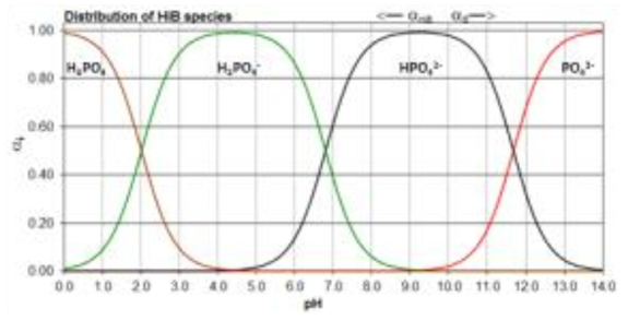 pH에 따른 인의 조성 변화.