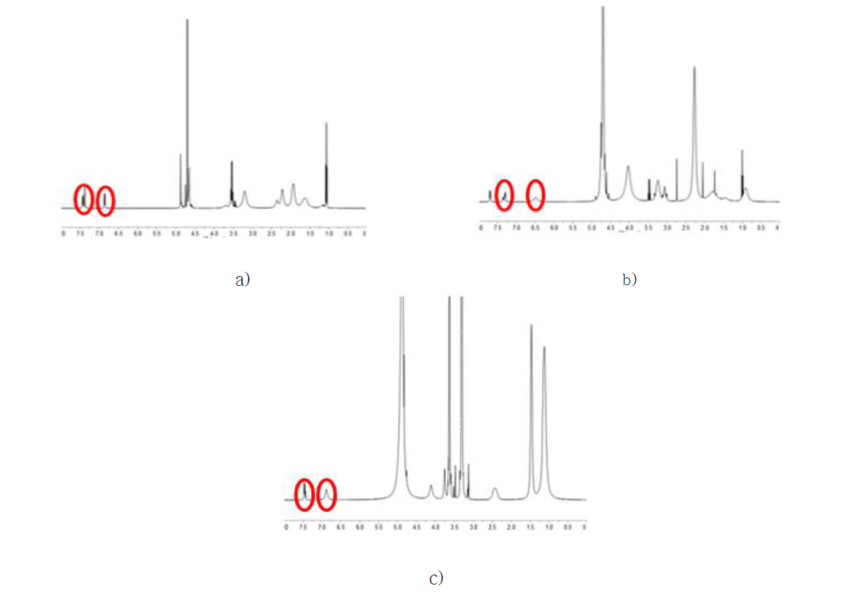 1H NMR 분석 결과