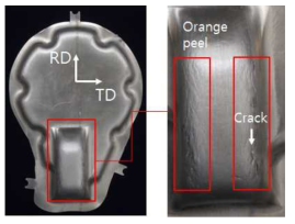 압연방향 드로잉시 Orange peel 생성방향