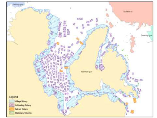 Production result of Namhae-gun fish chart.