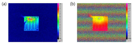 LIT시스템을 이용해 측정한 열분포 이미지 (1-2) (a) 진폭 (b) 위상