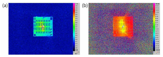 LIT시스템을 이용해 측정한 열분포 이미지 (4-5) (a) 진폭 (b) 위상