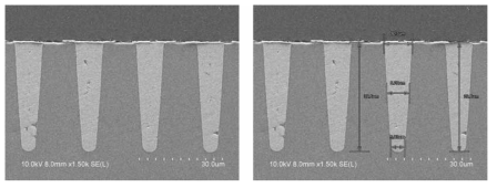 직경 10 um TSV SEM 분석 사진