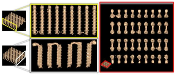 8단 적층시료(ETRI 제작)의 전체 3D CT 단면 이미지