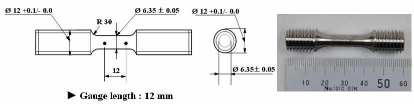 Geometry of modified tensile test specime