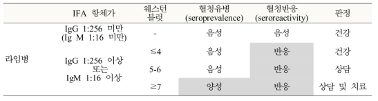 라임병 항체가 판정 기준