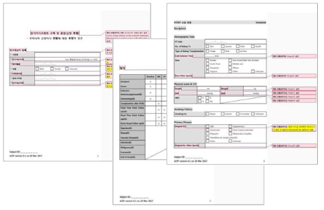 전자증례기록지 초안(eCRF draft) ver0.1(신장 후향)