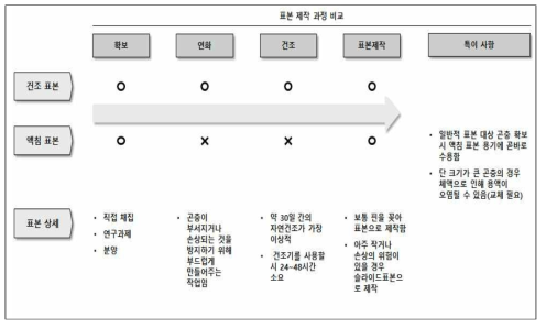 건조/액침 표본 제작 Process 비교 분석