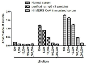 랫드에서 제조한 heat inactivated MERS CoV 면역혈청 indirect ELISA