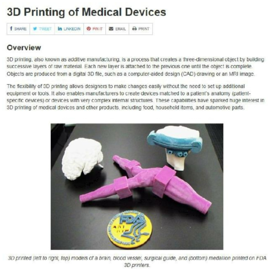 FDA 사이트의 3D 프린팅 기반 의료기기 Overview