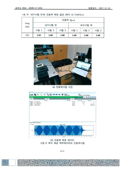 내구수명 시험 인증서