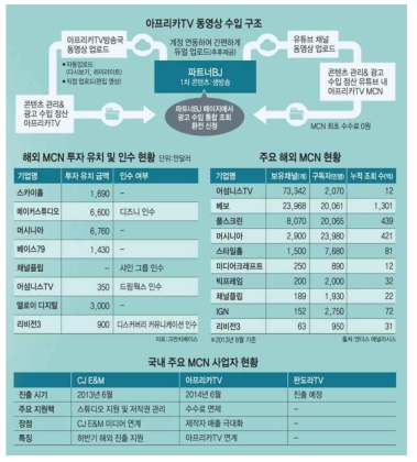 국내외 MCN 사업자현황 - 출처 전자신문