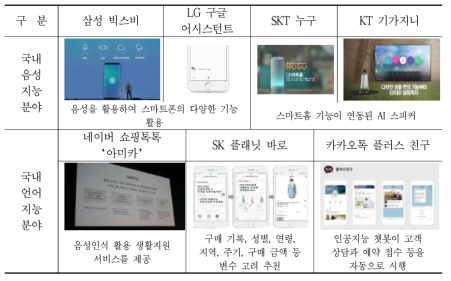 국내 인공지능 플랫폼 제품 및 서비스 사례