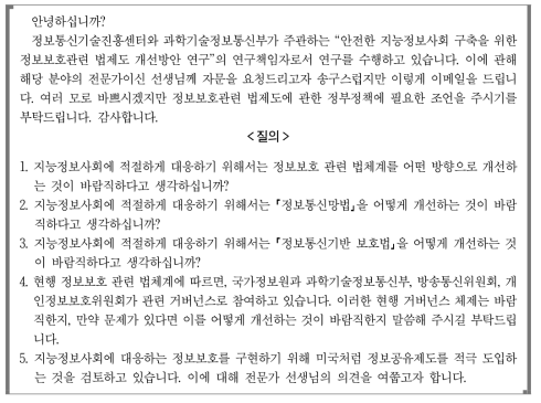 전문가 조사 질문 내용