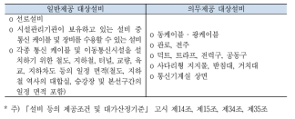 일반 및 의무제공 대상설비 세부 사항