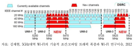 5GHz 대역의 주파수 할당