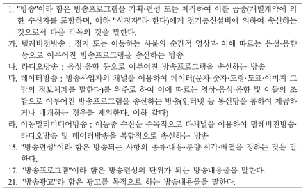 방송 관련 정의를 위한 방송법 제2조 일부