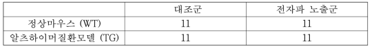 휴대전화 전자파 중기 노출 실험군