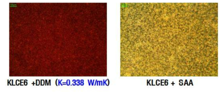 신규 합성된 KLCE6 에폭시의 경화 후 편광현미경 분석