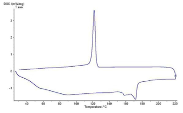 Hydroxyl-terminated mesogenic compound (KLCPh2)의 DSC 분석 결과.