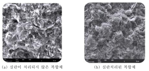 실란처리 전후의 복합체의 미세구조.