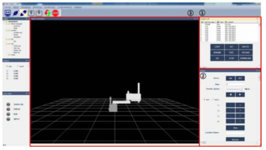NRC Studio UI(Location List&Motion&Robot Simulation Window)