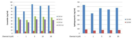 MS/MS를 이용하여 fludarabine phosphate의 세포 내 ceramide 생성 억제 평가