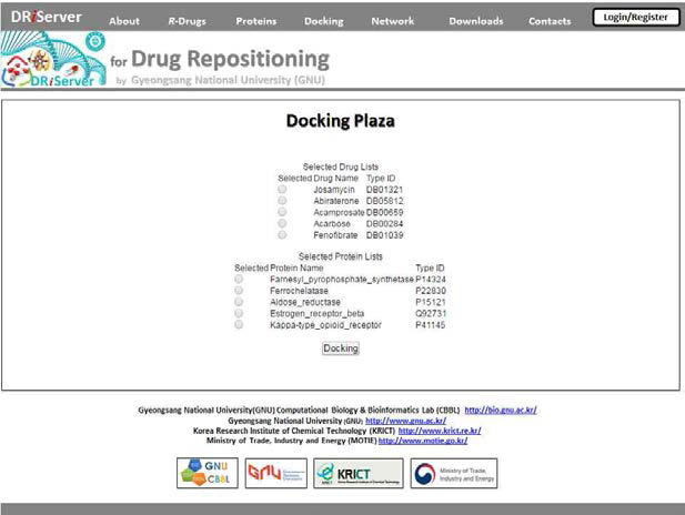 Docking Plaza DB에서의 분자 도킹 계산.