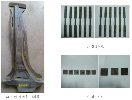 인장강도 및 경도 평가용 시편 제작