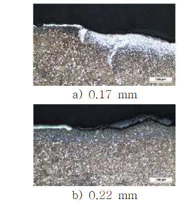 용접부 고배율 단면 사진(코팅제거-레이저)