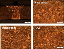 광학현미경 사진 (용접 후 열처리)