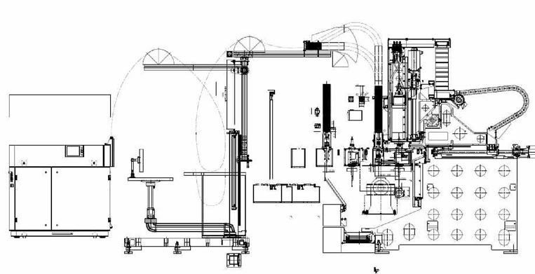 Hybrid machine lay-out for mold machining, laser polishing and patterning