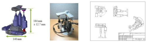 PPPRR+2-UPS형 5-DOF 병렬형 로봇 설계 도면 및 시작품