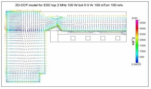 Cathode module에 대한 모델링 결과 (electric vector distribution)