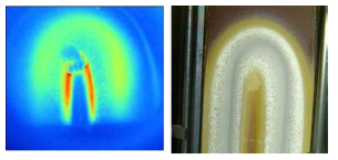 적외선 카메라로 측정한 스퍼터링 타 깃의 표면 온도 분포와 실제 타깃 표면 형상