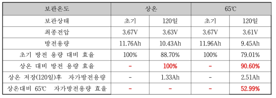 Calendar life 평가 결과