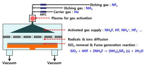 플라즈마 활성화 가스를 이용한 산화막 세정 공정 반응기 개략도