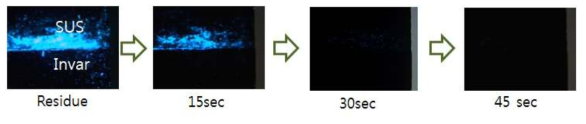 Residue in mask frame after ultrasonic cleanig method for 15, 30, 45 seconds .