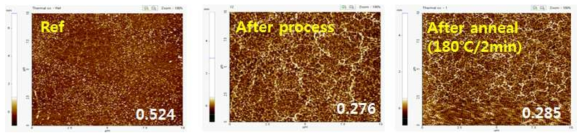 공정 단계에 따른 산화막 표면의 AFM image