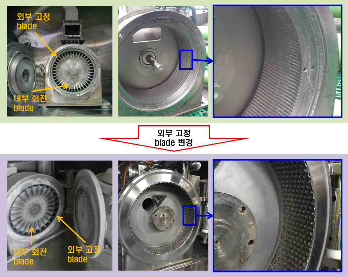 냉동 마모식 mill blade 구조 변경