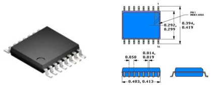 Small outline integrated circuit SOIC 16w의 외형 및 치수