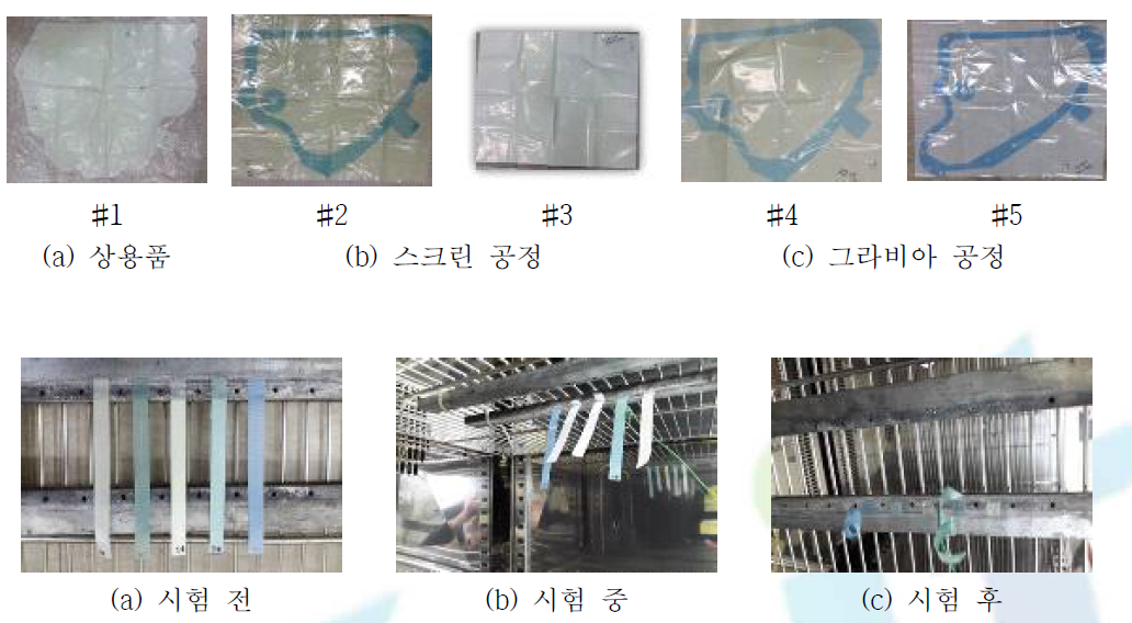 Water deflector 필름의 내열 시험 사진