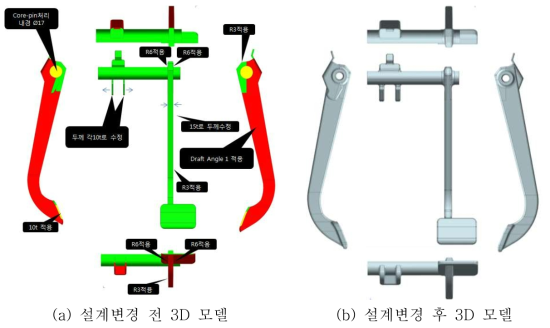 브레이크 페달의 설계변경 전/후 모델