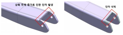 Retainer 상측 두께 증가로 인한 단차 삭제