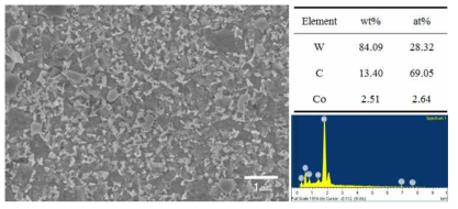 WC-3wt%Co 소결체의 EDX 분석결과