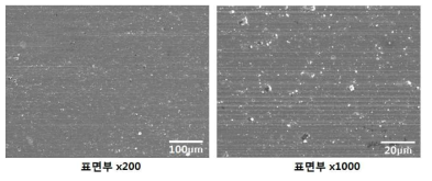 Arc Deposition한 코팅층의 표면사진