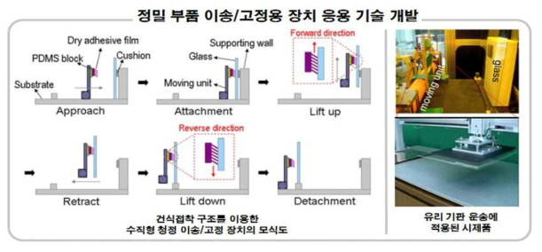 청정건식접착기술을 적용한 유리기판 이송/고정 시스템 모식도