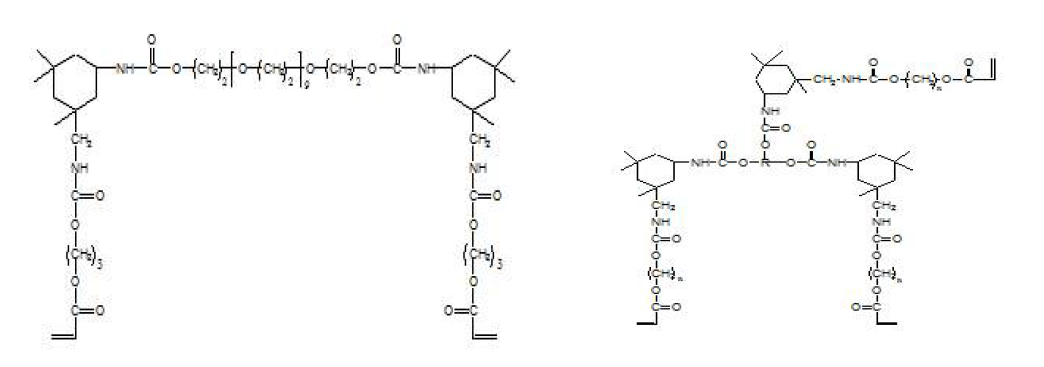 주요 올리고머(Prepolymer)의 분자 구조식