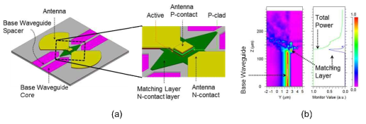 (a) 설계된 ECPD 구조 및 명칭, (b) ECPD responsivity 설계(BPM)