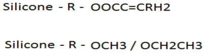 기능성 실리콘 아크릴레이트 구조도 (상) 아크릴레이트 (하)알콕시